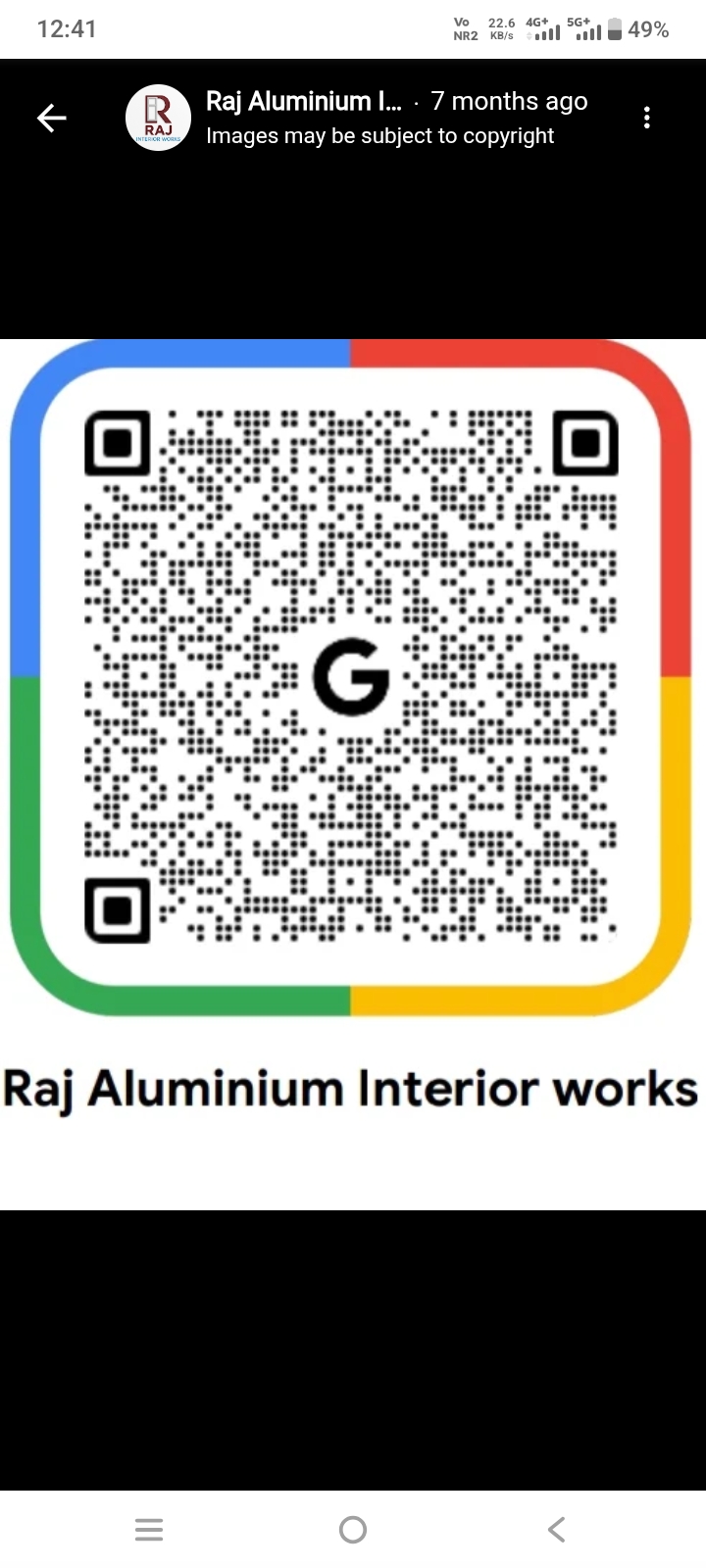 Raj Aluminium Interior Works business profile QR code