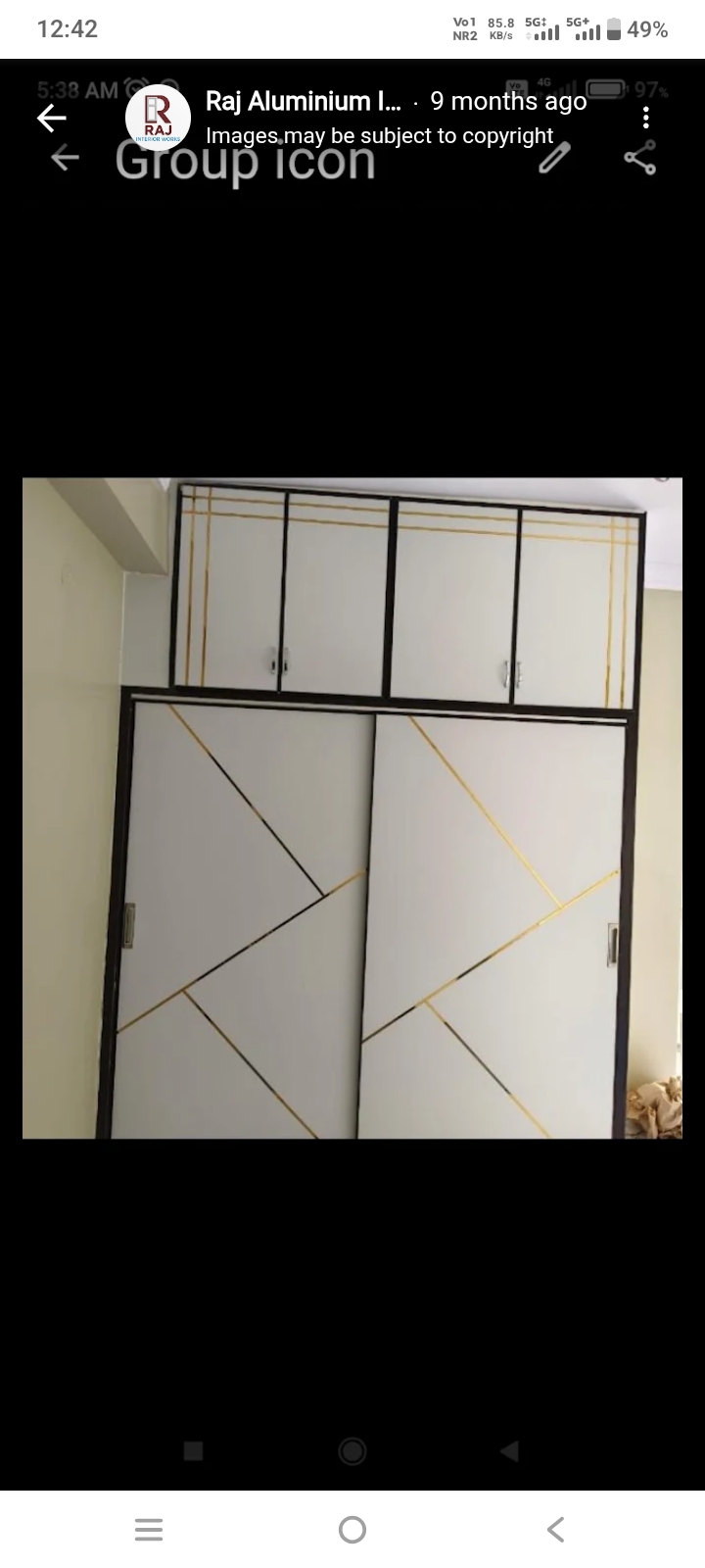 White aluminium wardrobe with geometric detailing